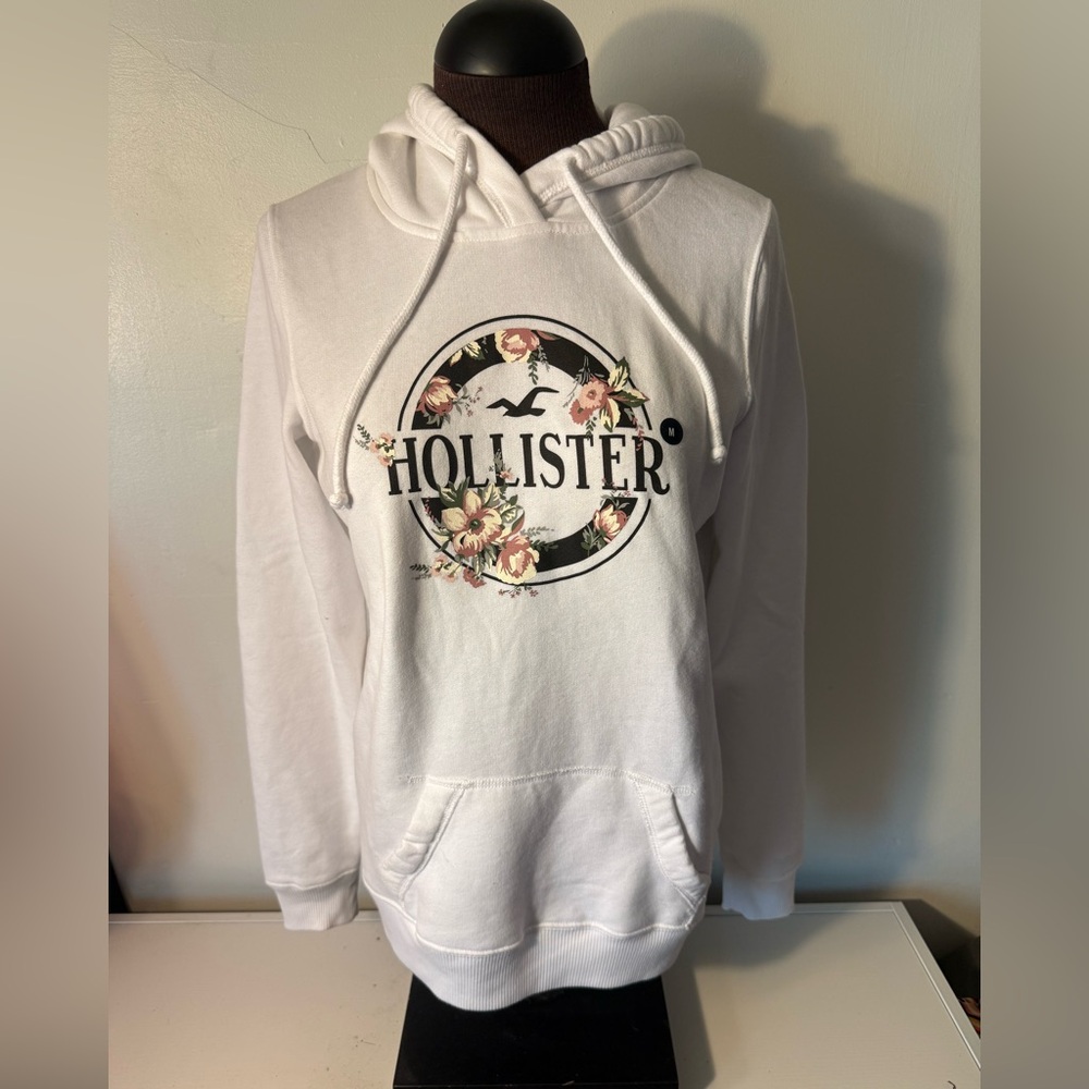 Hollister Cream Hoodie with Floral Design